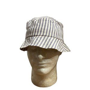 Ellen Christine Millinery New York Small Striped Blue Cream Bucket Hat